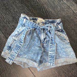 Denim tie jean shorts high rise
